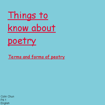 Things to know poetry