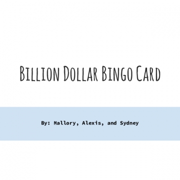 Billion Dollar Bingo Card