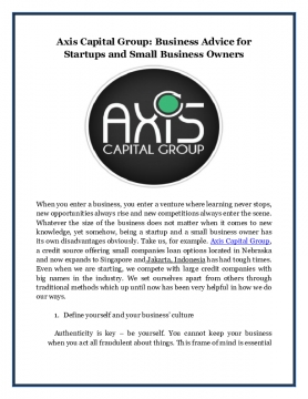 Axis Capital Group: Business Advice for Startups and Small Business Owners