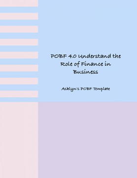 POBF 4.0 Understand the Role of Finance in Business