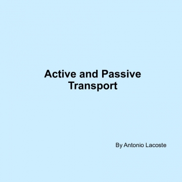 Active and passive transport