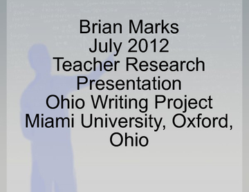 MR. MARKS OWP TEACHER RESEARCH
