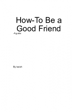 How-To Be a Good Friend