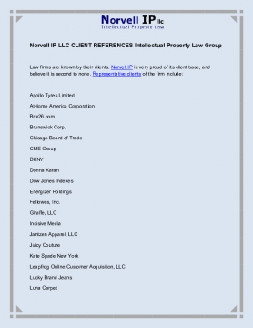 Norvell IP LLC CLIENT REFERENCES Intellectual Property Law Group