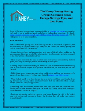 The Haney Energy Saving Group: Common Sense Energy-Savings Tips, and then Some