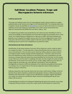 Texas Energy Exploration, LLC Salt-Dome Locations Purpose, Scope and Discrepancies between references