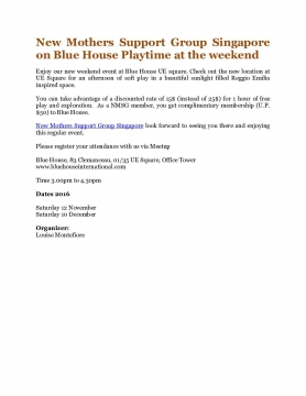 New Mothers Support Group Singapore on Blue House Playtime at the weekend