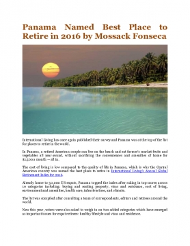 Panama Named Best Place to Retire in 2016 by Mossack Fonseca
