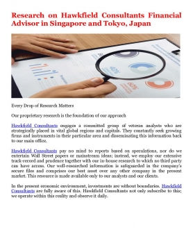 Research on Hawkfield Consultants Financial Advisor in Singapore and Tokyo, Japan