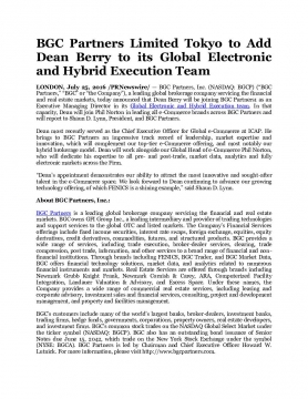 BGC Partners Limited Tokyo to Add Dean Berry to its Global Electronic and Hybrid Execution Team