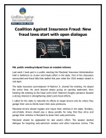 New fraud laws start with open dialogue