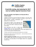 Fraud bills coming, start planning 