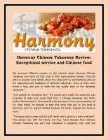 Harmony Chinese Takeaway Review 