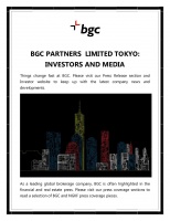 BGC PARTNERS  LIMITED TOKYO INVESTORS