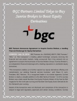 BGC Partners Limited Tokyo to Buy