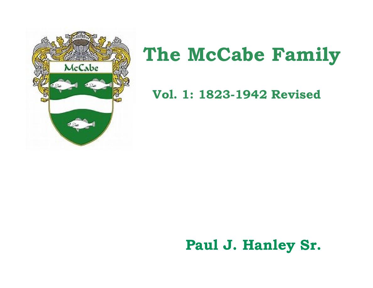 Cover of The McCabe Family Vol. 1 1823-1942 Revised