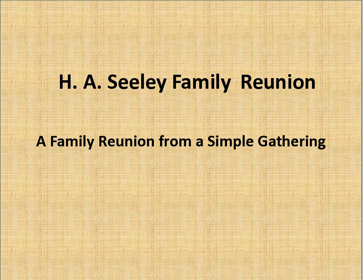 Cover of H A Seeley Reunion - A Family Reunion from a Single Gathering