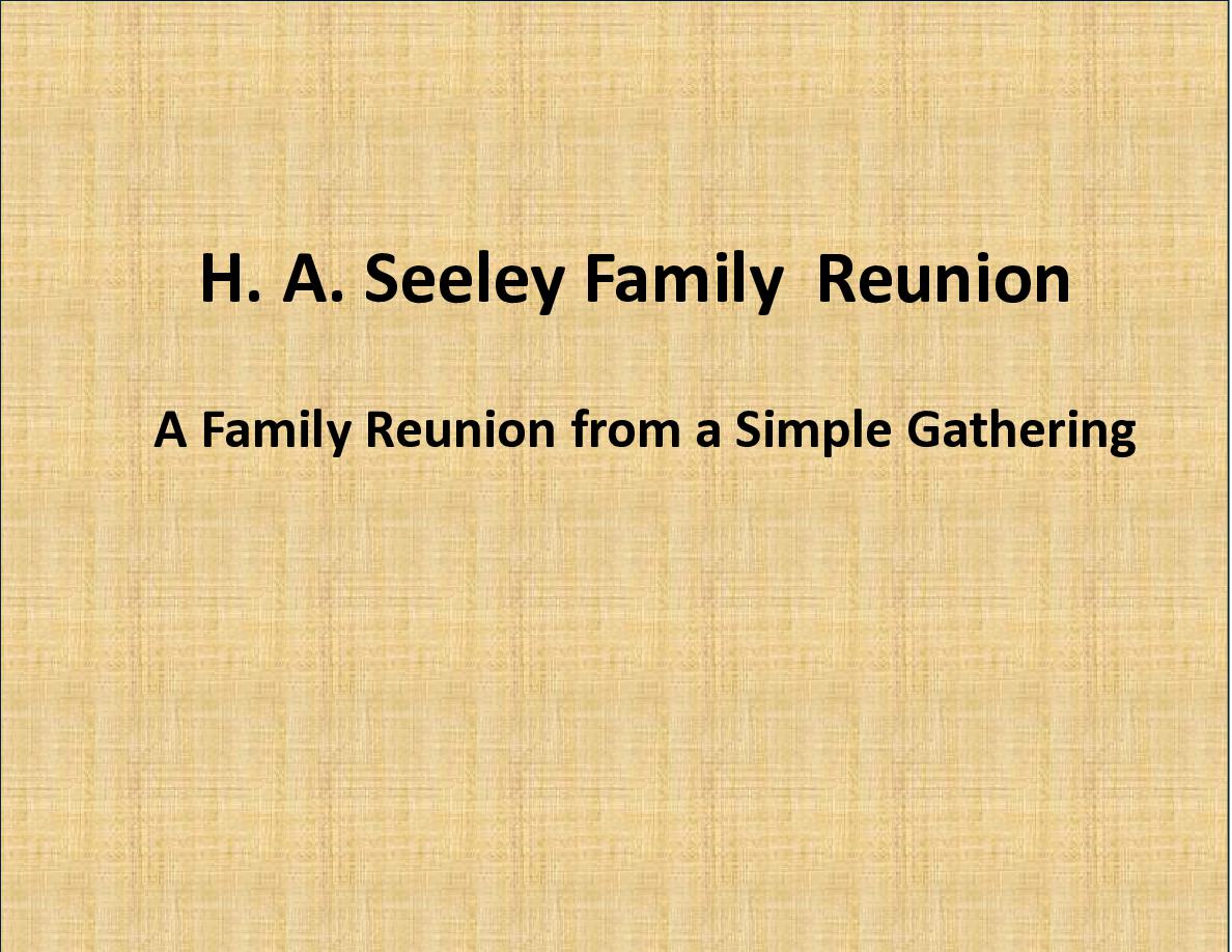 Cover of H. A. Seeley Family Reunion
