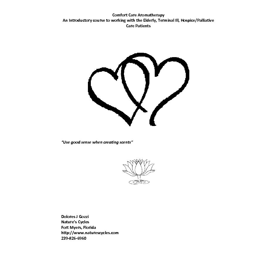 Comfort Care Aromatherapy An Introductory Course To Working With