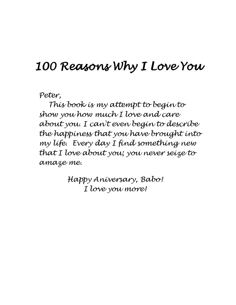 Reasons Why I Love You Book 