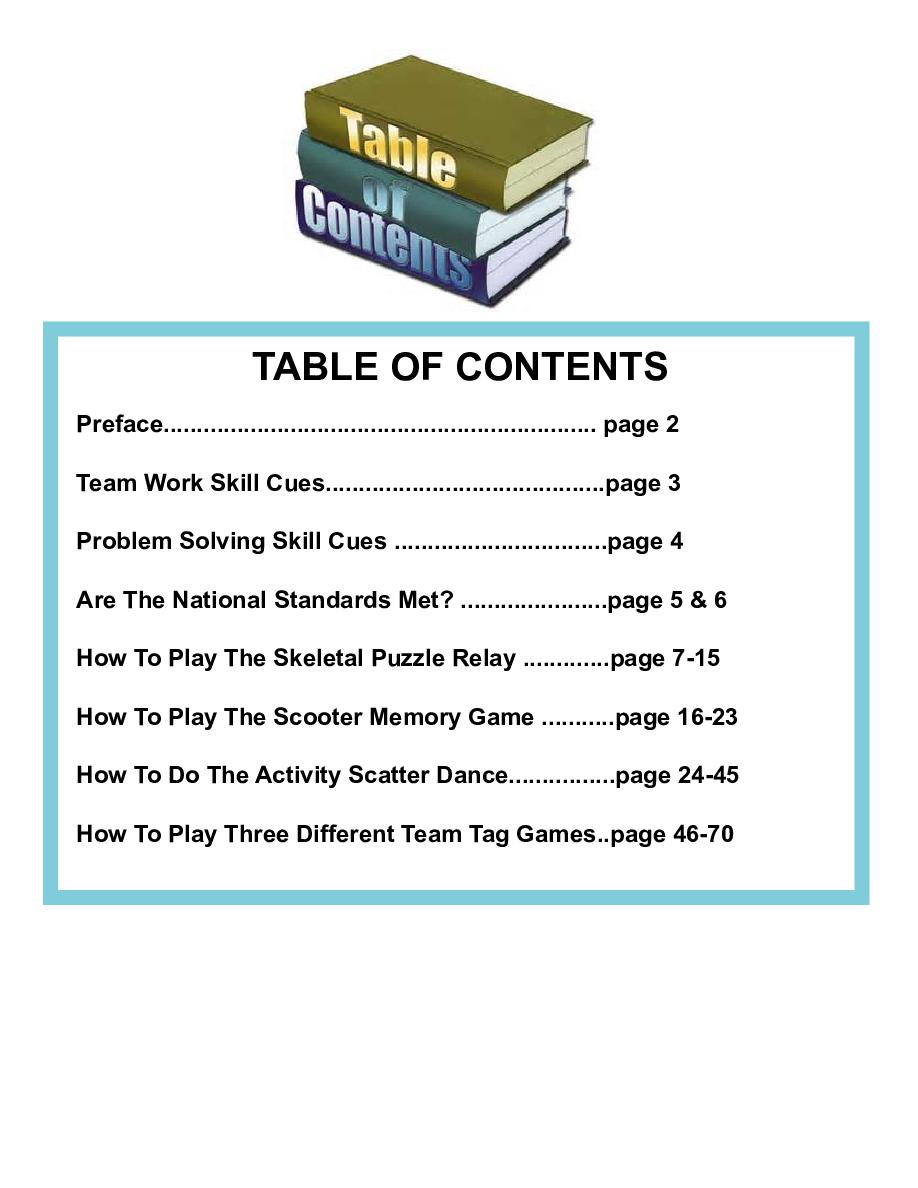 Table Of Contents Examples For Kids