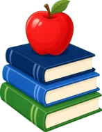Stack of books with an apple