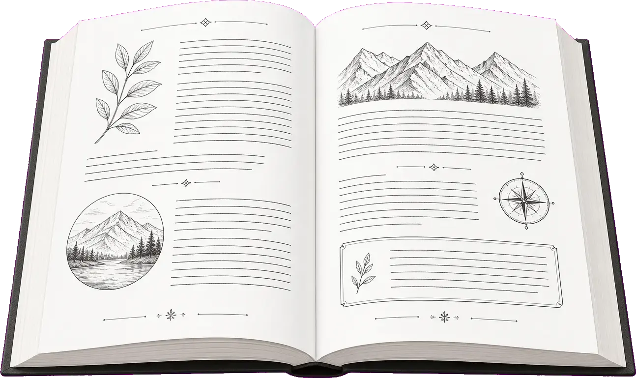 Open book with black and white interior
